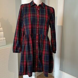 J. Crew Red and Green Plaid Dress - 8